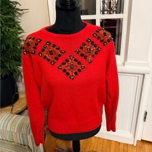 Vintage Karen Scott Embellished Red Sweater